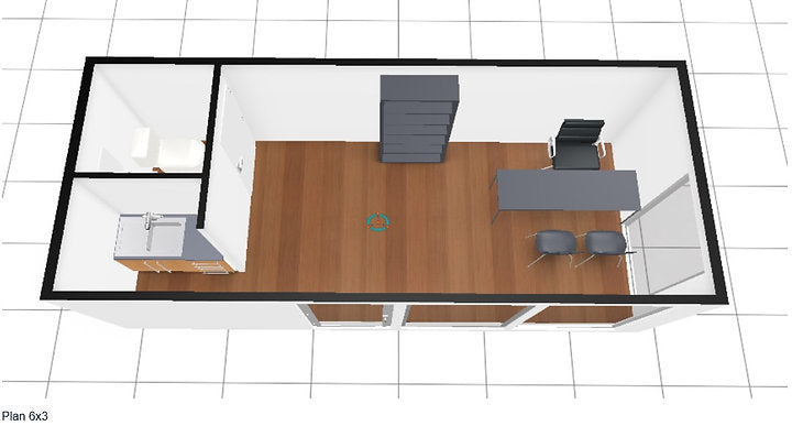 18m² kantoorruimte met badkamer en kitchenette