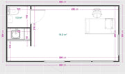 18m² kantoorruimte met badkamer en kitchenette