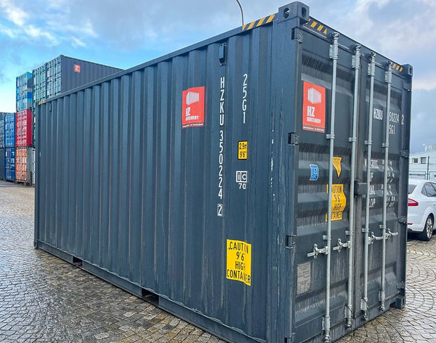 20 voet hoge kubus zeecontainer grijs
