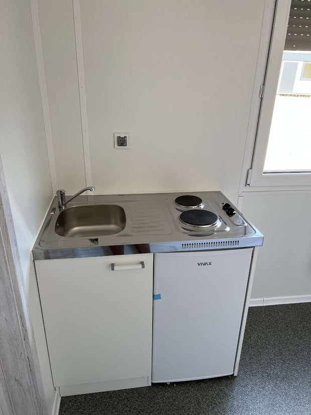 Container kantoor, keuken, WC en douche 6.00 x 2.43m